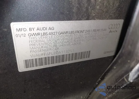 2012 Audi A4 2.0T Premium z USA, uszkodzony, nr VIN WAUFFAFL2CA113251